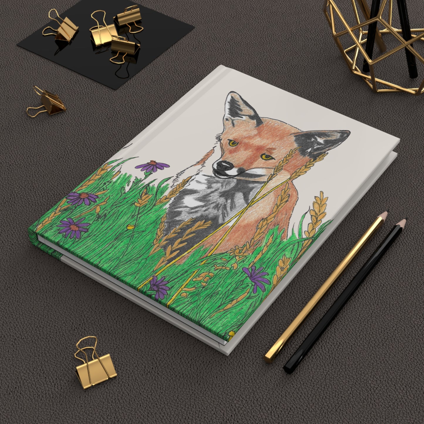 Fox Meadow Hardcover Journal — Illustrated Fox in Wildflower Field