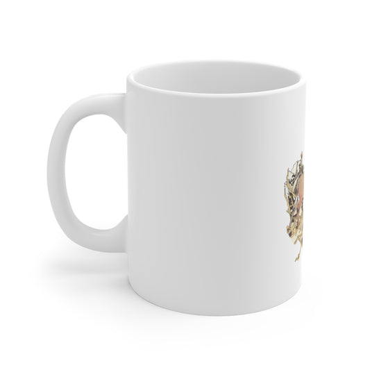 Hand-Drawn Deer Illustration Mug — Woodland Buck Ceramic Coffee Cup (11 oz)
