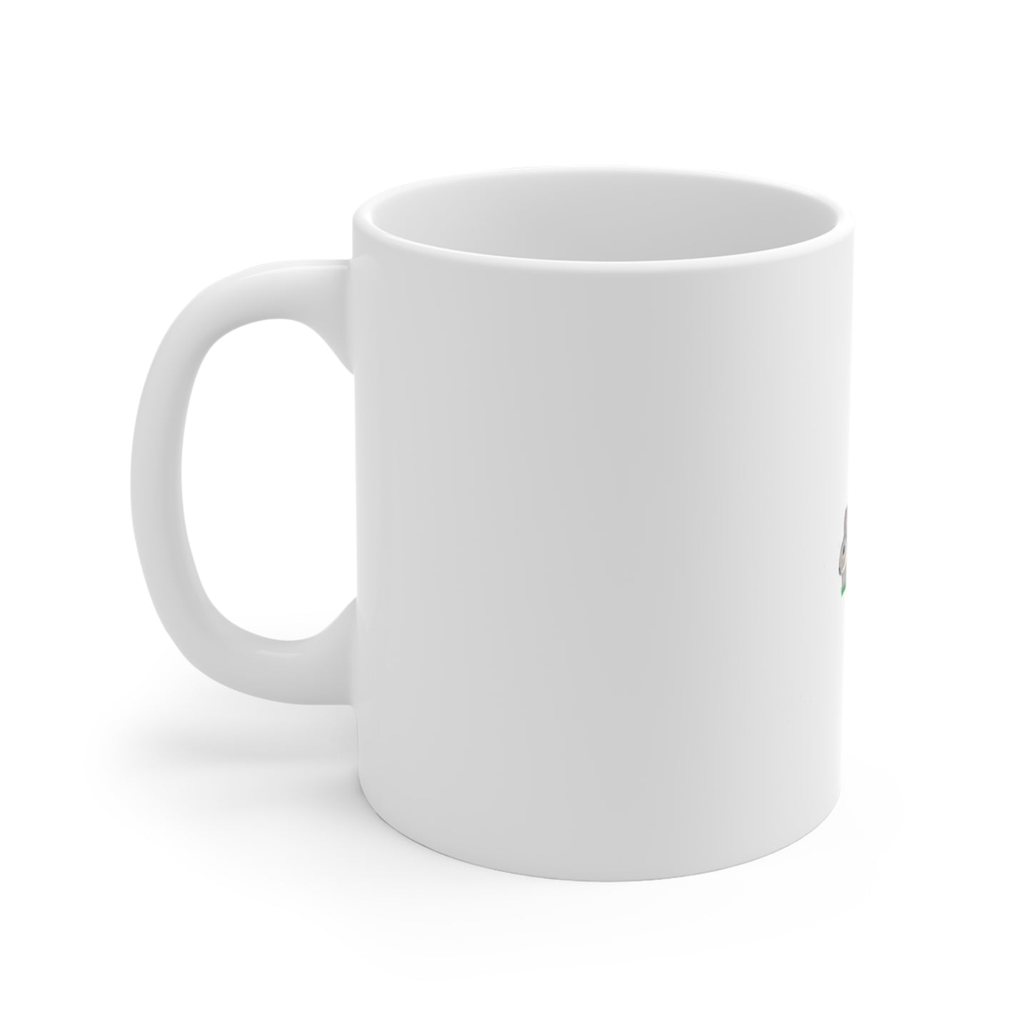 Bunny Library Mug — Hand-Drawn Cute Rabbit Reading Row of Colorful Books 11oz Ceramic
