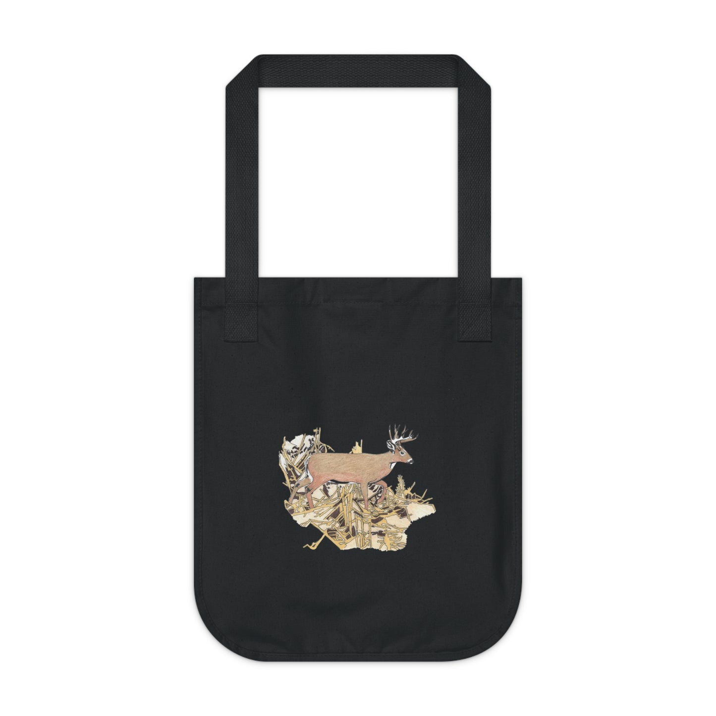 Canvas Tote Bag — Woodland Deer Collage Organic Market Tote