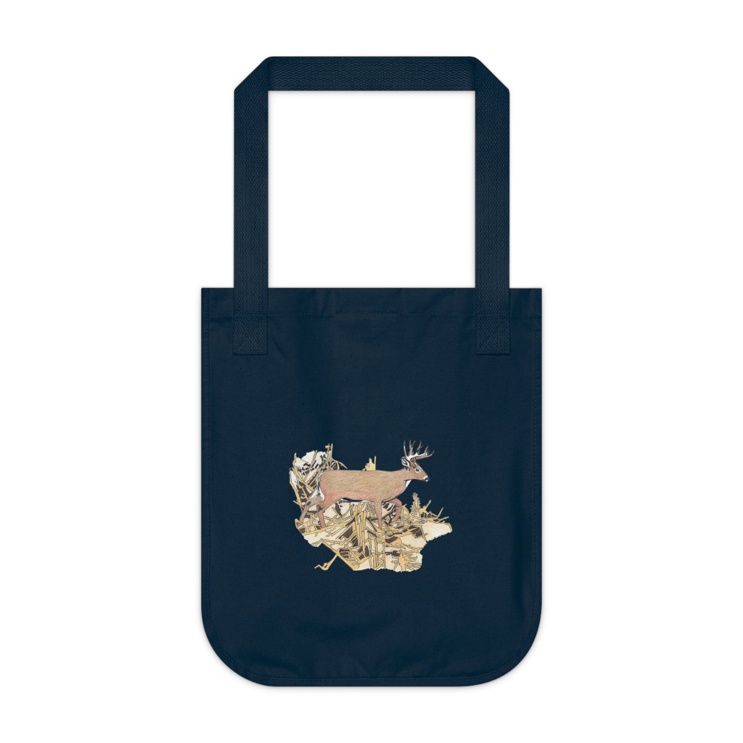 Canvas Tote Bag — Woodland Deer Collage Organic Market Tote