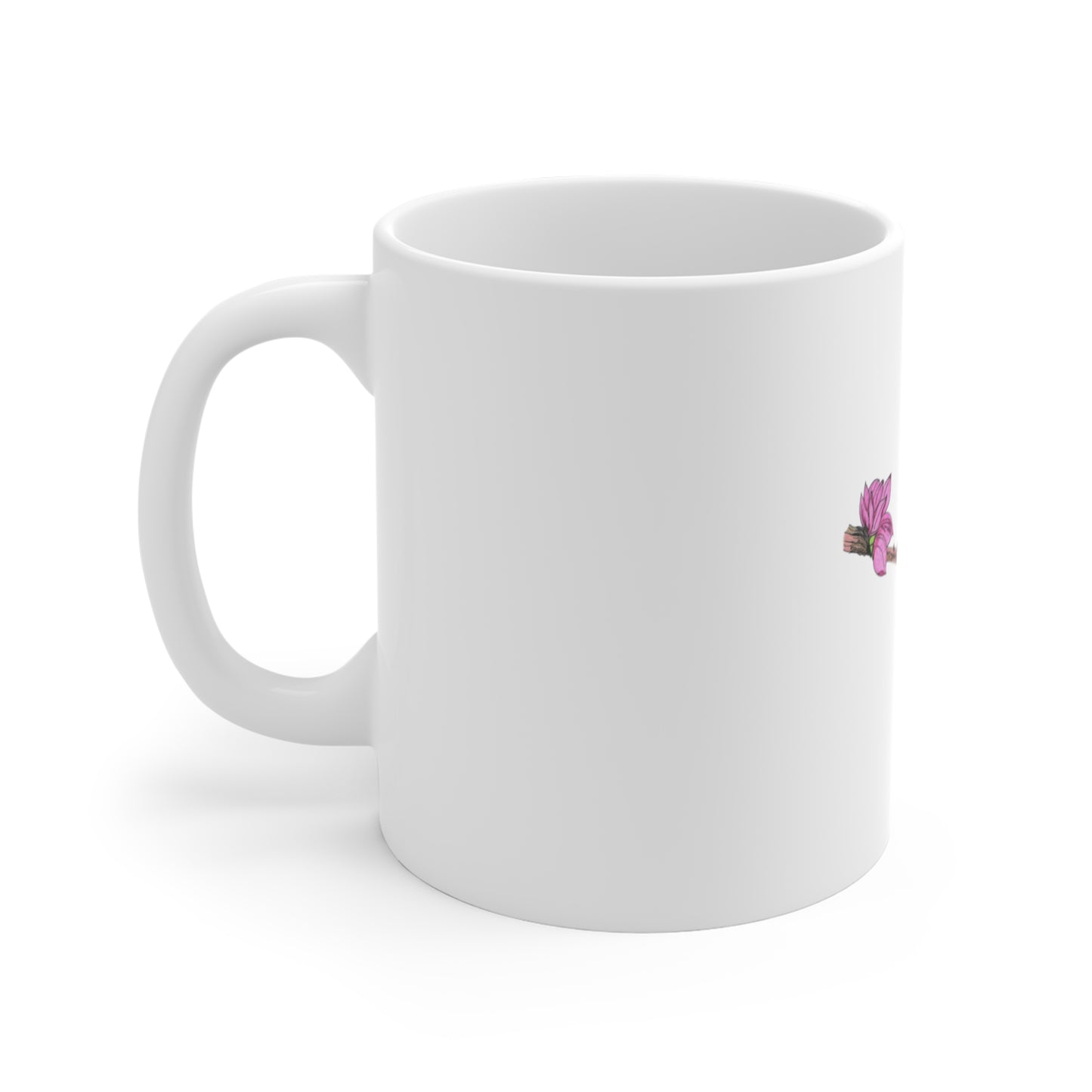 Songbird on Dogwood Mug — Hand-Drawn Nature Art