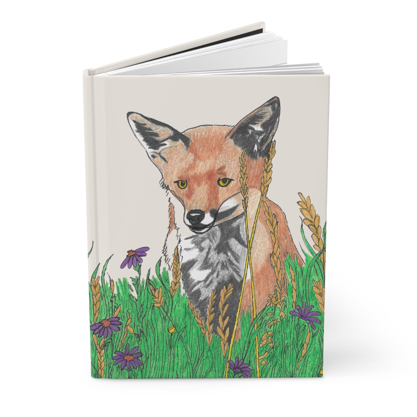 Fox Meadow Hardcover Journal — Illustrated Fox in Wildflower Field