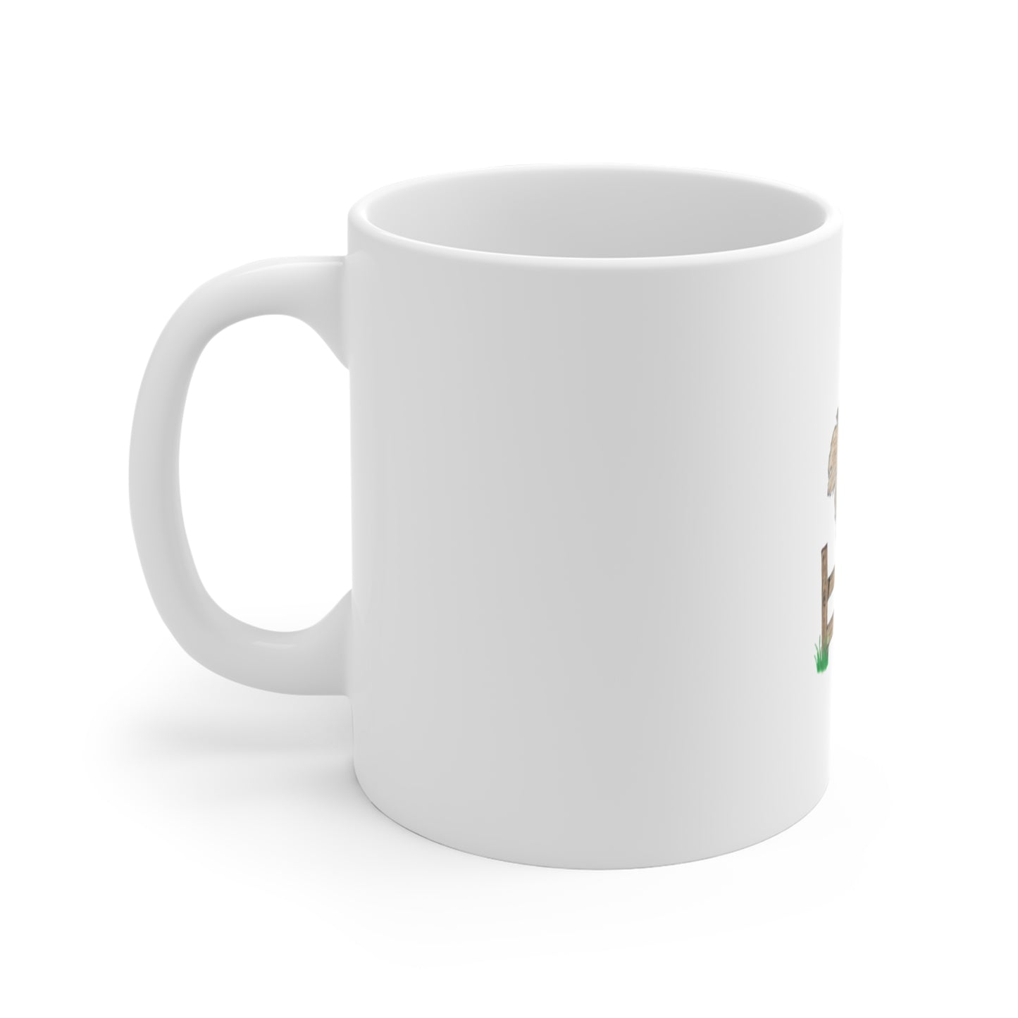 Squirrel on Fence 11oz Ceramic Mug - Cute Hand-Drawn Woodland Animal Coffee Cup