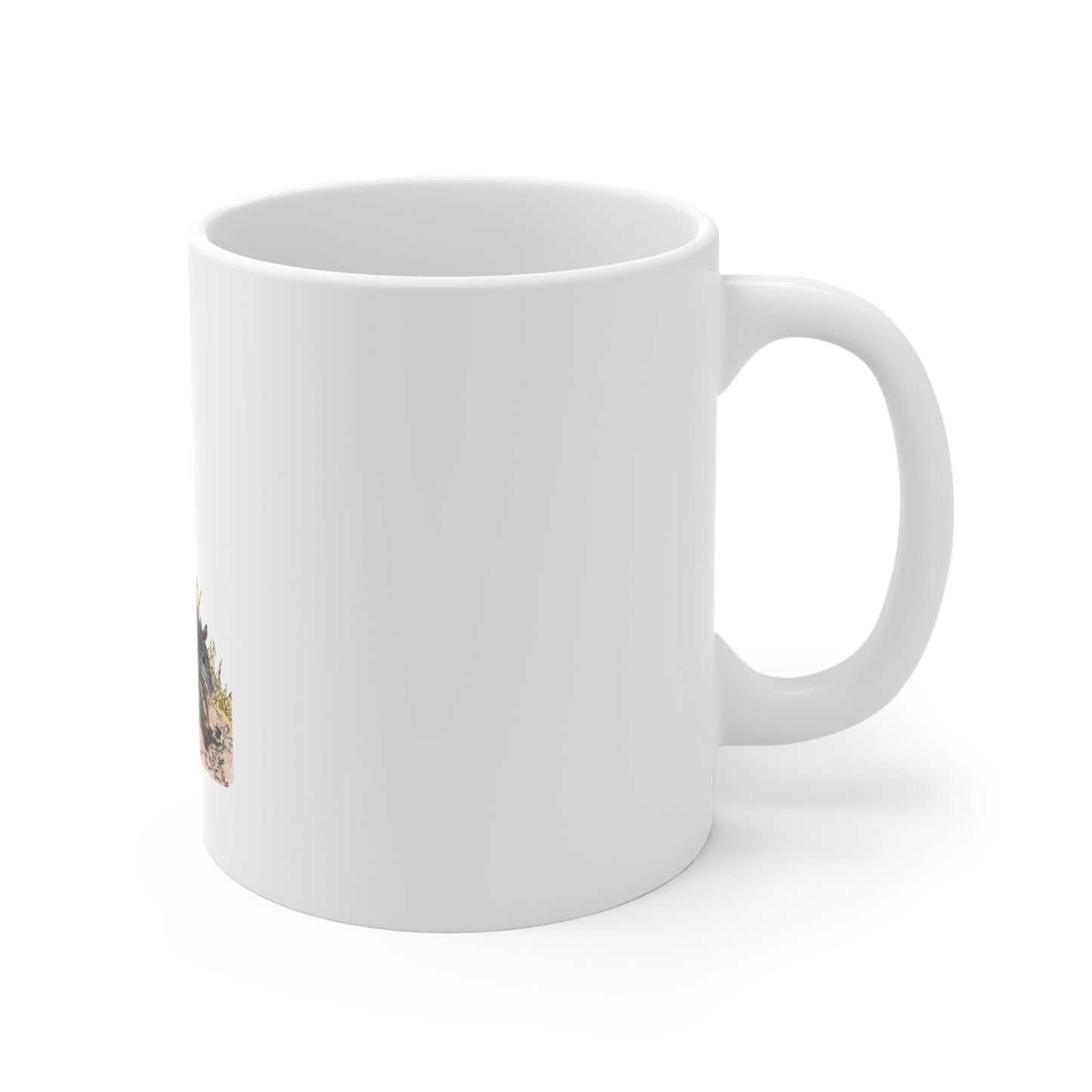 Hand-Drawn Rural Route Armadillo Mug — 11oz Rustic Wildlife Coffee Cup