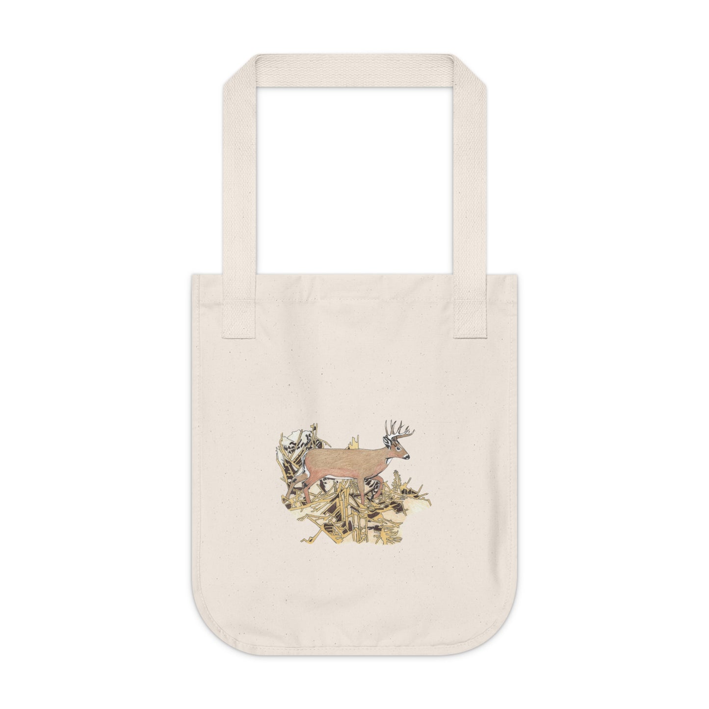 Canvas Tote Bag — Woodland Deer Collage Organic Market Tote