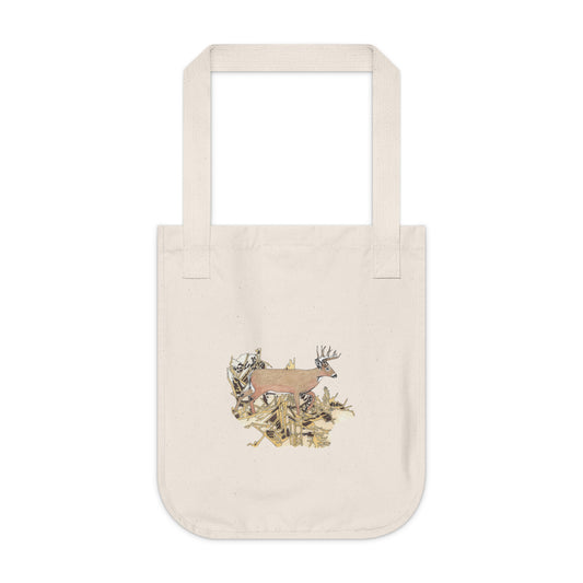 Canvas Tote Bag — Woodland Deer Collage Organic Market Tote