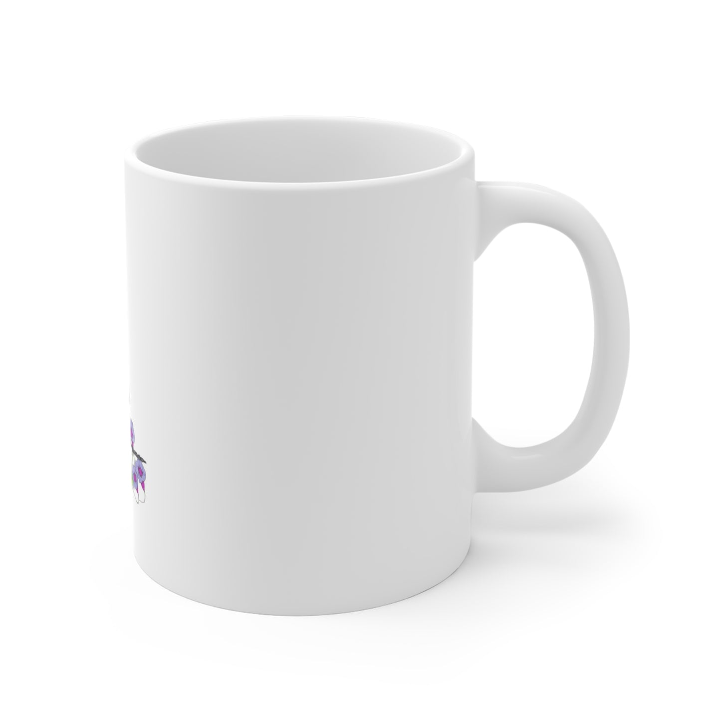 Barn Owl Floral Mug — 11oz Nature Coffee Cup with Hand-Drawn Owl & Purple Flowers